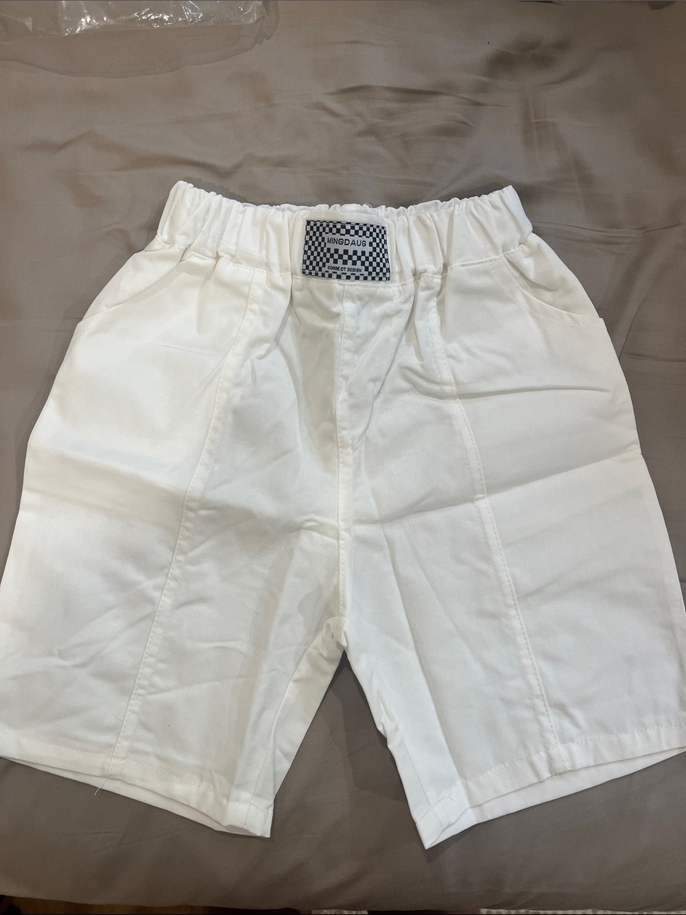 White Kids Elastic Waist Shorts - Size 4T